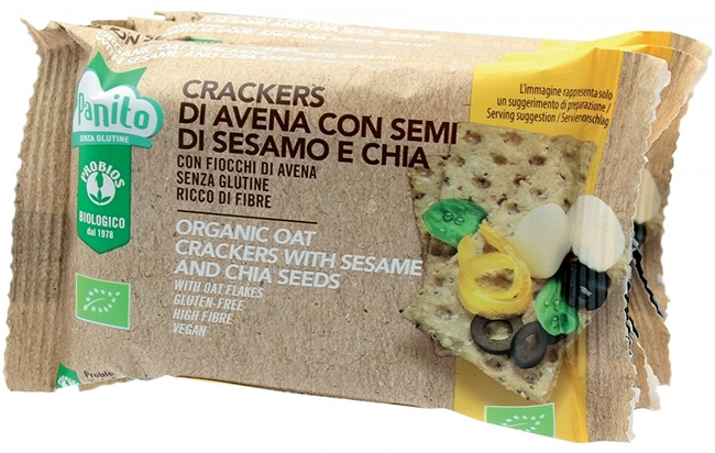 PANITO CRACKERS DI AVENA CON SEMI DI SESAMO E CHIA BIO 4 PEZZI DA 35 G - pharmaluna
