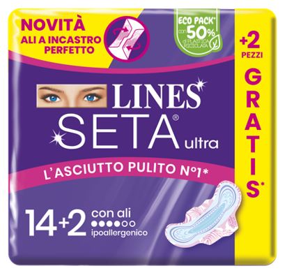 LINES SETA ULTRA ASSORBENTI ALI CP 14+2 PEZZI - pharmaluna
