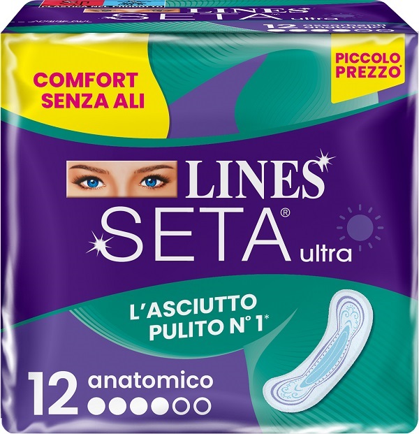 LINES SETA ULTRA ASSORBENTI ANATOMICO DWCT 12 PEZZI - pharmaluna