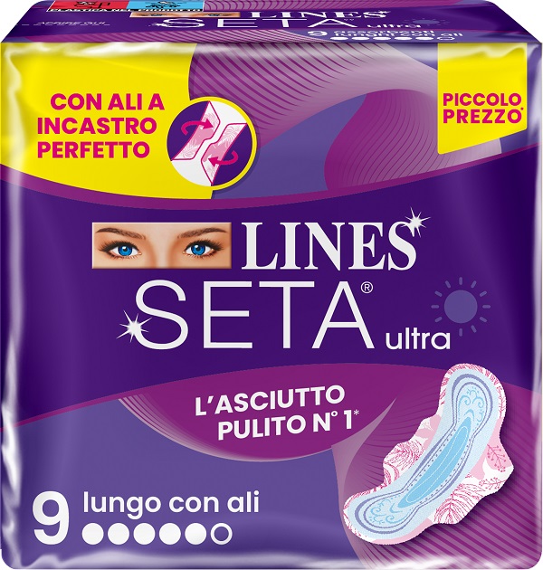 LINES SETA ULTRA ASSORBENTI LUNGO ALI DWCT 9 PEZZI - pharmaluna