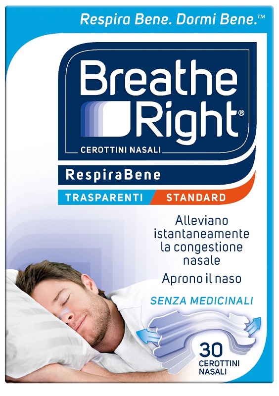 CEROTTI NASALI BREATHE RIGHT TRASPARENTI 30 PEZZI - pharmaluna