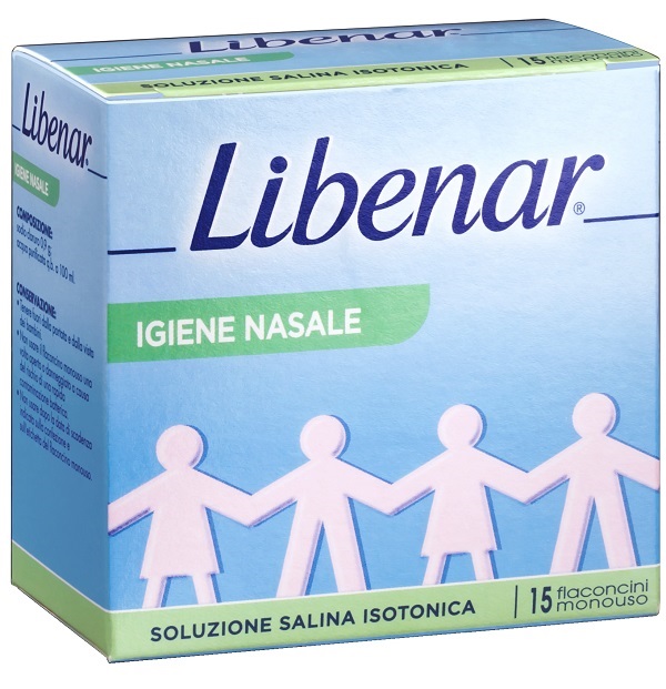 SOLUZIONE SALINA ISOTONICA 0,9% LIBENAR PER IGIENE NASALE 15 FLACONCINI MONOUSO X 5 ML - pharmaluna