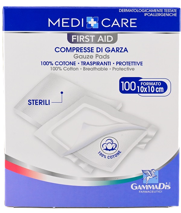 GARZA MEDICARE COTONE 10X10 CM 100 PEZZI - pharmaluna