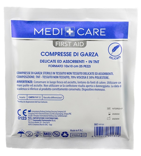 GARZA MEDICARE COTONE 10X10 CM 25 PEZZI - pharmaluna