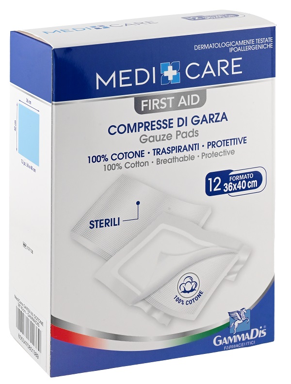GARZA MEDICARE COTONE 36X40 CM 12 PEZZI - pharmaluna
