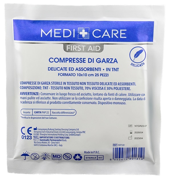 GARZA MEDICARE TNT 10X10 CM 25 PEZZI - pharmaluna