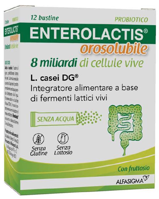 ENTEROLACTIS OROSOLUBILE 12 BUSTINE 8 MILIARDI DI CELLULE VIVE - pharmaluna