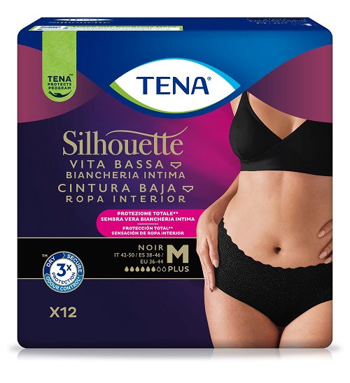 PANNOLONE A MUTANDINA ASSORBENTE TENA SILHOUETTE NOIR M VITA BASSA 12 PEZZI - pharmaluna
