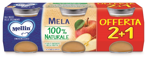 MELLIN OMOGENEIZZATO MELA 3PZ DA 100 G - pharmaluna