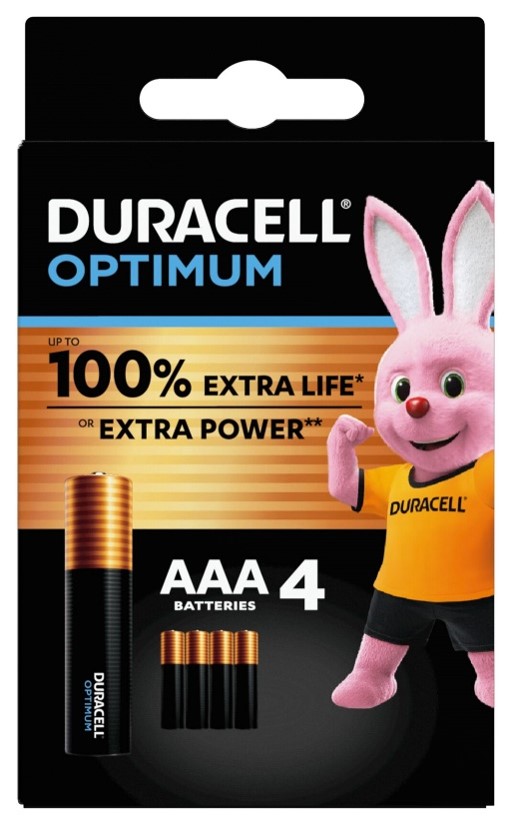 DURACELL OPTIMUM AAA B4 4 PILE BLISTER - pharmaluna