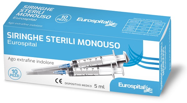 SIRINGA STERILE MONOUSO EUROSPITAL 5 ML 10 PEZZI - pharmaluna