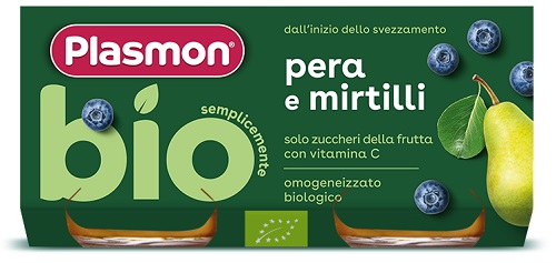 PLASMON OMOGENEIZZATO BIO PERA MIRTILLI 2 VASETTI X 80 G - pharmaluna