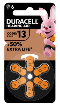 DURACELL EASY TAB 13 ARANCIO BATTERIA PER APPARECCHIO ACUSTICO 6 PEZZI - pharmaluna