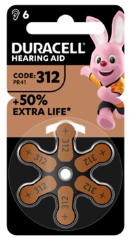 DURACELL EASY TAB 312 MARRONE BATTERIA PER APPARECCHIO ACUSTICO 6 PEZZI - pharmaluna