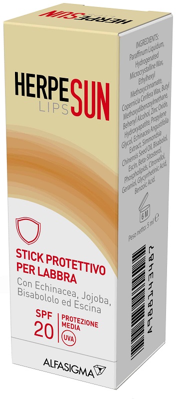 HERPESUN LIP STICK LABBRA SPF 20 5 ML - pharmaluna