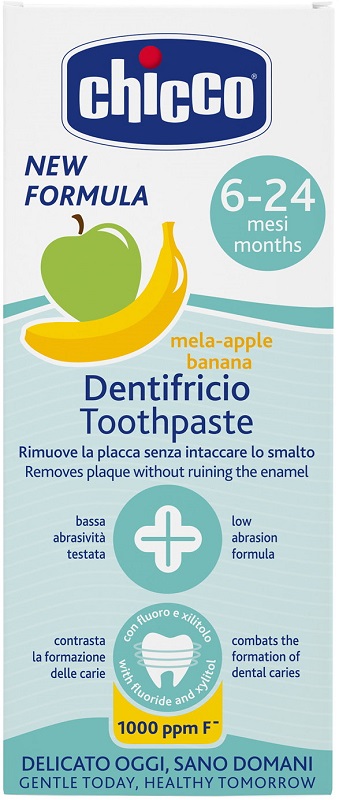 CHICCO DENTIFRICIO 6 MESI+ MELABANANA CON FLUORO 50 ML - pharmaluna