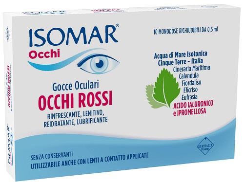 ISOMAR OCCHI ROSSI GOCCE OCULARI ACIDO IALURONICO 0,20% 10 FLACONCINI - pharmaluna
