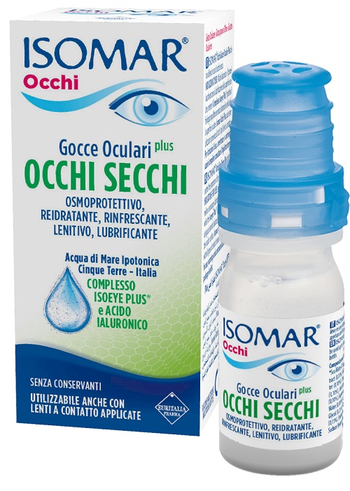ISOMAR OCCHI SECCHI PLUS GOCCE OCULARI ACIDO IALURONICO 0,25% 10 ML - pharmaluna