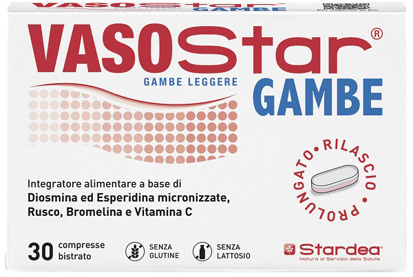 VASOSTAR GAMBE 30 COMPRESSE BISTRATO SENZA GLUTINE SENZA LATTOSIO - pharmaluna