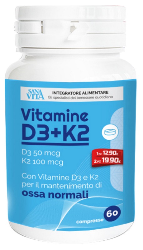SANAVITA VITAMINA D3+K2 60 COMPRESSE - pharmaluna